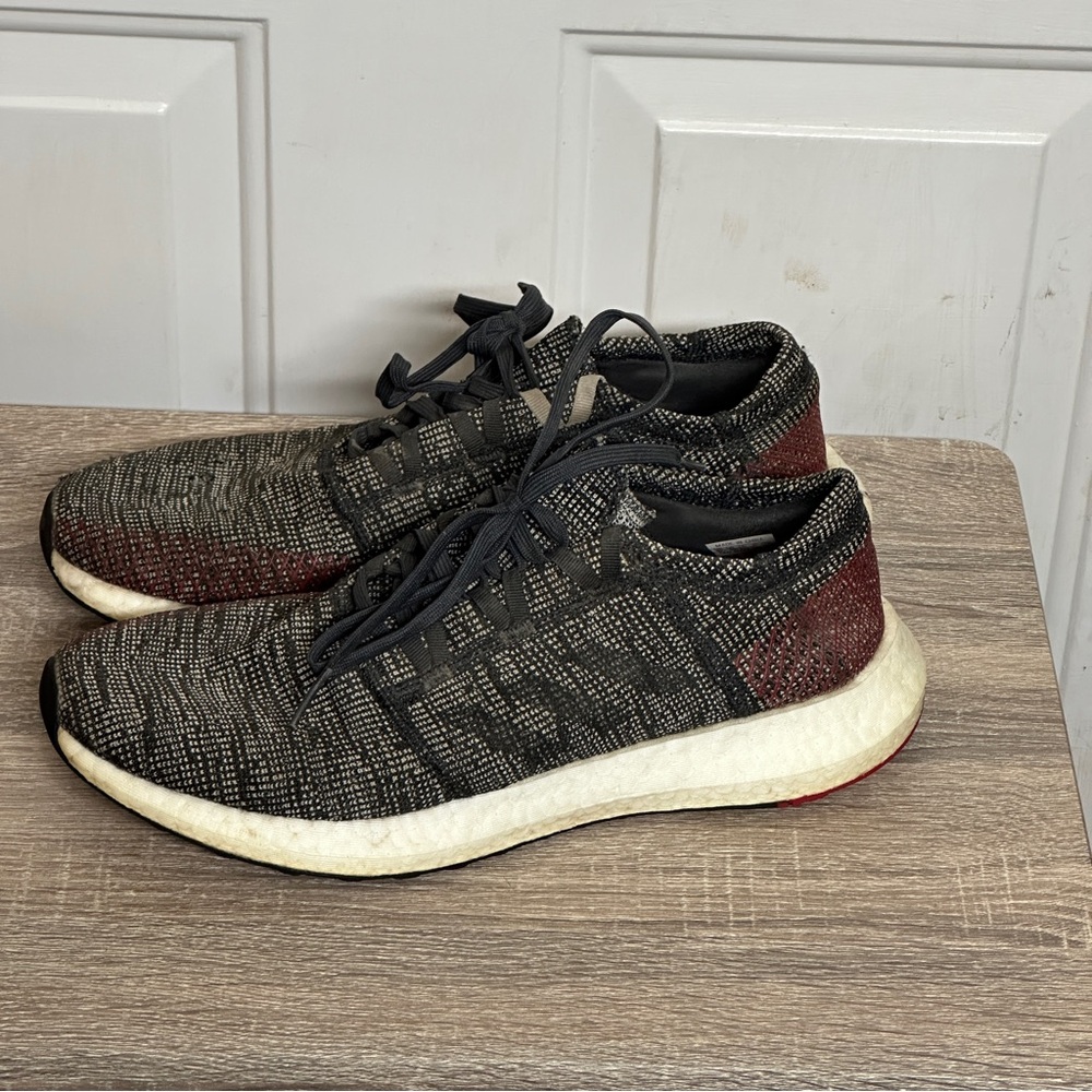 Adidas Mens Ultra Boost Running Shoes Black Red‎ Stripe Mesh Low Top 10.5M
